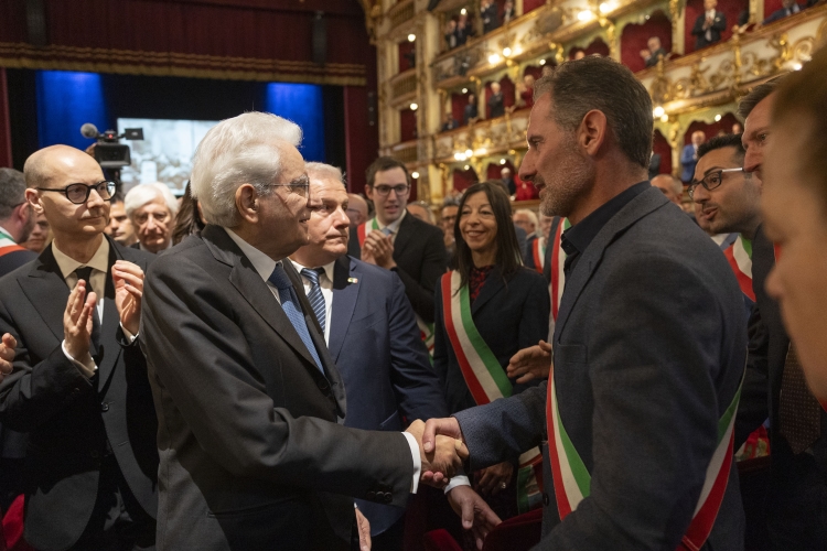 Il Presidente della Repubblica Sergio Mattarella in occasione della cerimonia per il 50° anniversario della strage di Piazza della Loggia 
