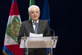 Il Presidente della Repubblica Sergio Mattarella alla cerimonia per il 50° anniversario della strage di Piazza della Loggia 