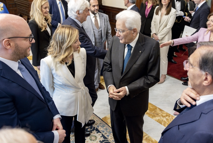Il Presidente Sergio Mattarella con il Presidente del Consiglio Giorgia Meloni, il Presidente della Camera dei Deputati Lorenzo Fontana e il Presidente del Senato Ignazio La Russa, in occasione della cerimonia commemorativa del centesimo anniversario della morte di Giacomo Matteotti
