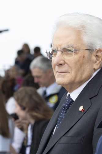 Il Presidente della Repubblica, Sergio Mattarella, a Omaha Beach in occasione della commemorazione dell’80° anniversario dello sbarco in Normandia.
