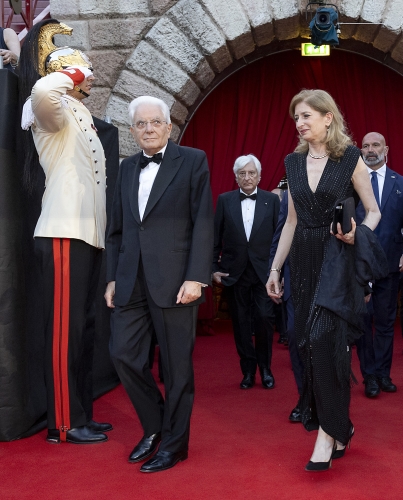 Il Presidente della Repubblica Sergio Mattarella e la Signora Laura all'Arena di Verona in occasione della rappresentazione del concerto "La grande Opera italiana patrimonio dell'umanità", diretto dal Maestro Riccardo Muti.