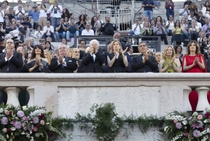 Il Presidente della Repubblica Sergio Mattarella e la Signora Laura all'Arena di Verona in occasione della rappresentazione del concerto "La grande Opera italiana patrimonio dell'umanità", diretto dal Maestro Riccardo Muti.