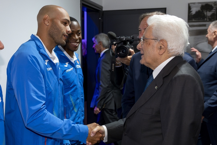 Il Presidente della Repubblica Sergio Mattarella con Marcell Jacobs