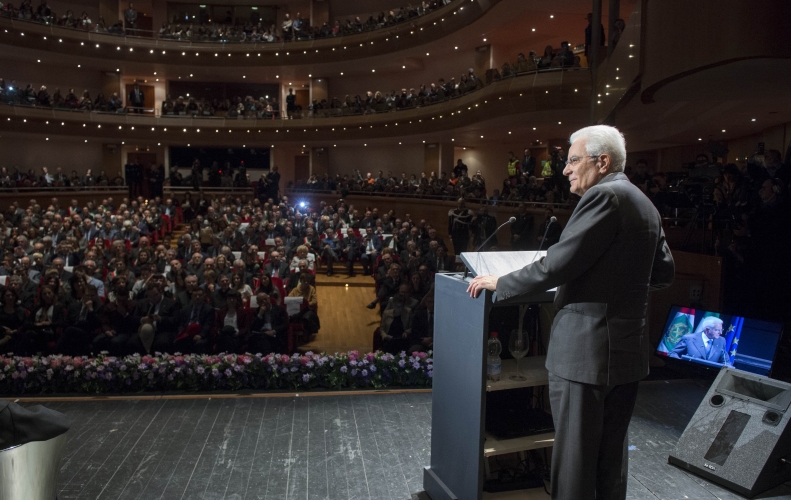 Il Presidente Sergio Mattarella nel corso del suo intervento 