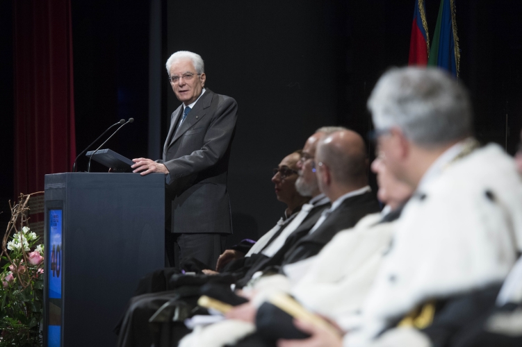 Il Presidente Sergio Mattarella nel corso del suo intervento 