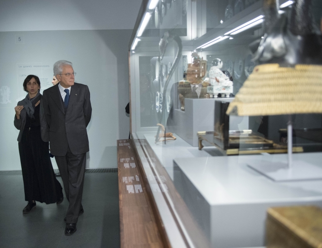 Il Presidente Sergio Mattarella nel corso della visita al Museo delle Culture