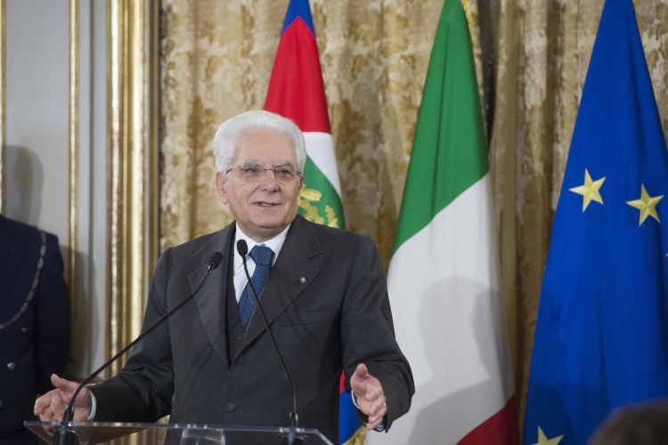 Il Presidente Sergio Mattarella in occasione dell'incontro con i partecipanti al programma "Mecenati del XXI secolo" .