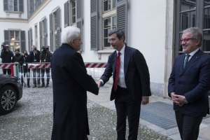 Il Presidente Sergio Mattarella accolto dal Ministro della Giustizia Andrea Orlando 