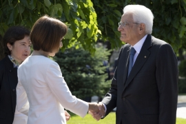 Il Presidente della Repubblica Sergio Mattarella a Palazzo Presidenziale accolto da Maia Sandu Presidente della Repubblica di Moldova,in occasione della visita Ufficiale nella Repubblica di Moldova
