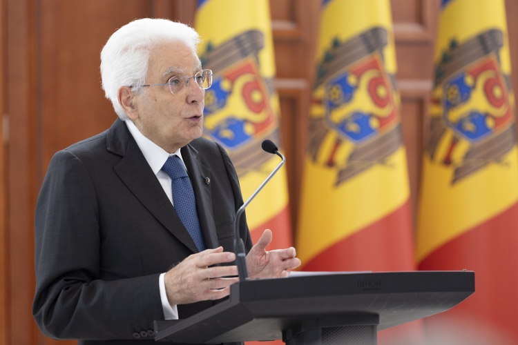 Il Presidente della Repubblica Sergio Mattarella durante la conferenza stampa 
