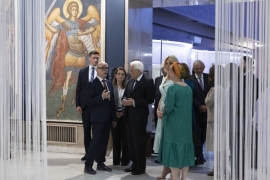 Il Presidente della Repubblica Sergio Mattarella con la Ministra della Cultura di Romania, Raluca Turcan al Museo Nazionale d’Arte di Romania
