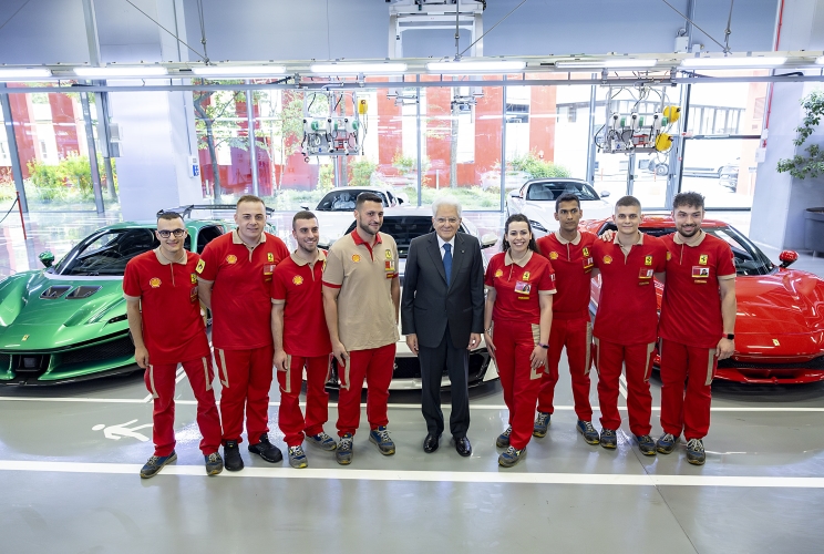 Il Presidente Sergio Mattarella visita il nuovo e-building della Ferrari