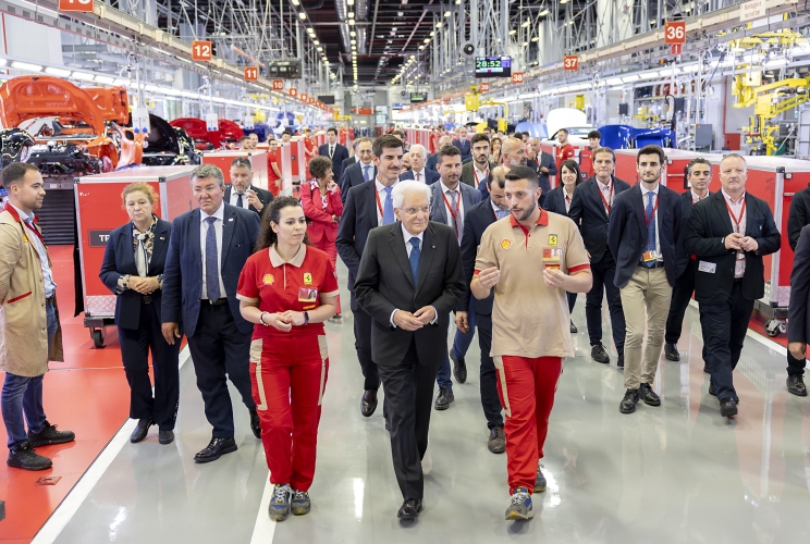Il Presidente Sergio Mattarella visita il nuovo e-building della Ferrari