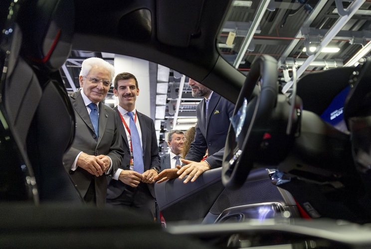 Il Presidente Sergio Mattarella visita il nuovo e-building della Ferrari
