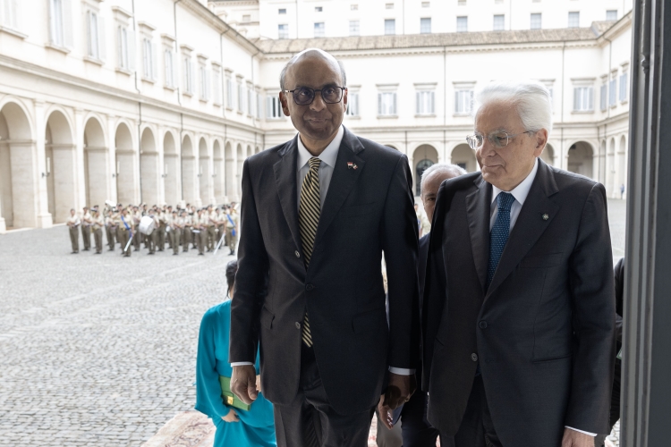 Il Presidente della Repubblica Sergio Mattarella,con Tharman Shanmugaratnam, Presidente della Repubblica di Singapore,in visita ufficiale  
