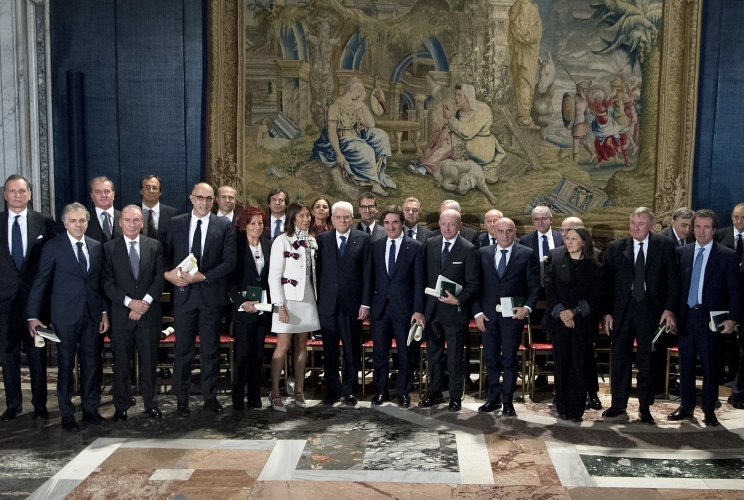 Il Presidente Sergio Mattarella con i Cavalieri del Lavoro nominati il 2 giugno 2017