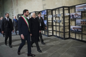 Il Presidente Sergio Mattarella con il Sindaco di Pistoia Alessandro Tomasi