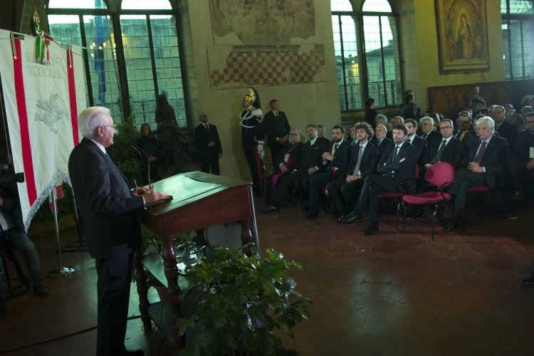 Il Presidente Sergio Mattarella nel corso del suo intervento all'incontro:  "Pistoia Capitale Italiana della Cultura 2017"