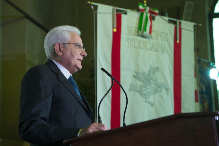 Il Presidente Sergio Mattarella nel corso del suo intervento all'incontro:  "Pistoia Capitale Italiana della Cultura 2017"