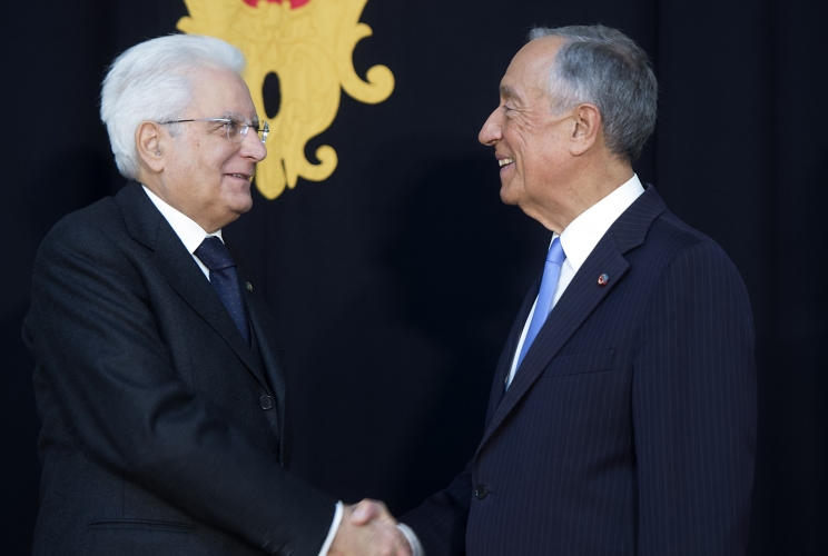 Il Presidente Sergio Mattarella al Palácio de Belém con il Presidente della Repubblica Portoghese