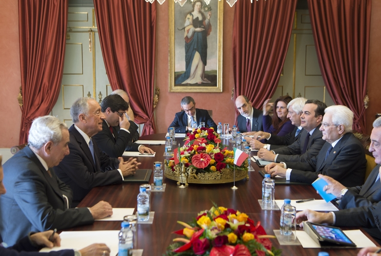 Il Presidente Sergio Mattarella a colloquio con il Presidente della Repubblica Portoghese