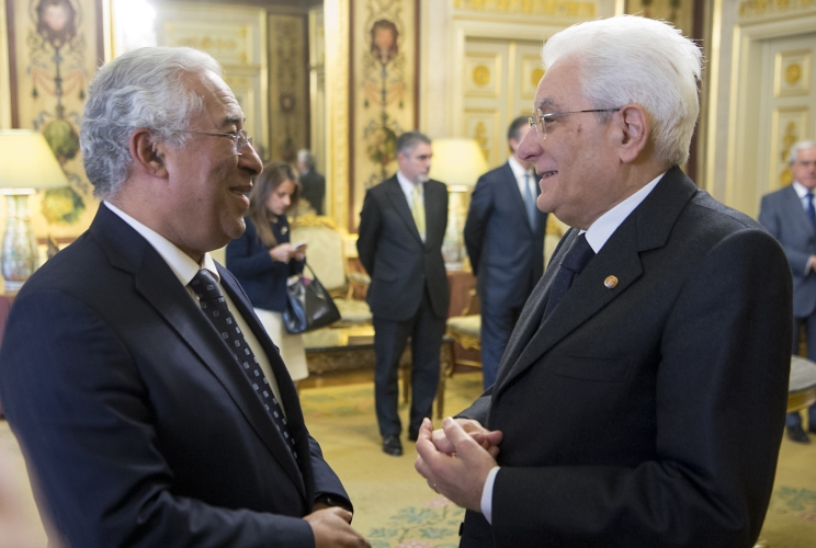 Il Presidente Sergio Mattarella con il Primo Ministro Portoghese António Costa al Palácio das Necessidades