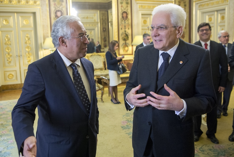 Il Presidente Sergio Mattarella con il Primo Ministro Portoghese António Costa al Palácio das Necessidades