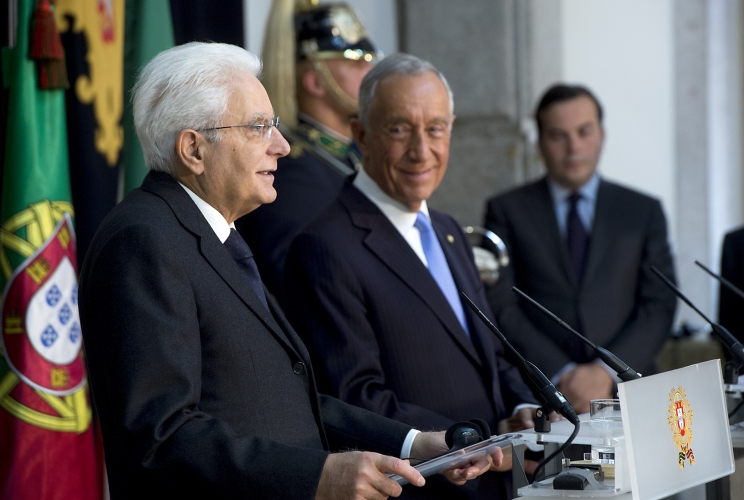 Il Presidente Sergio Mattarella nel corso delle dichiarazioni alla stampa al termine dei colloqui 