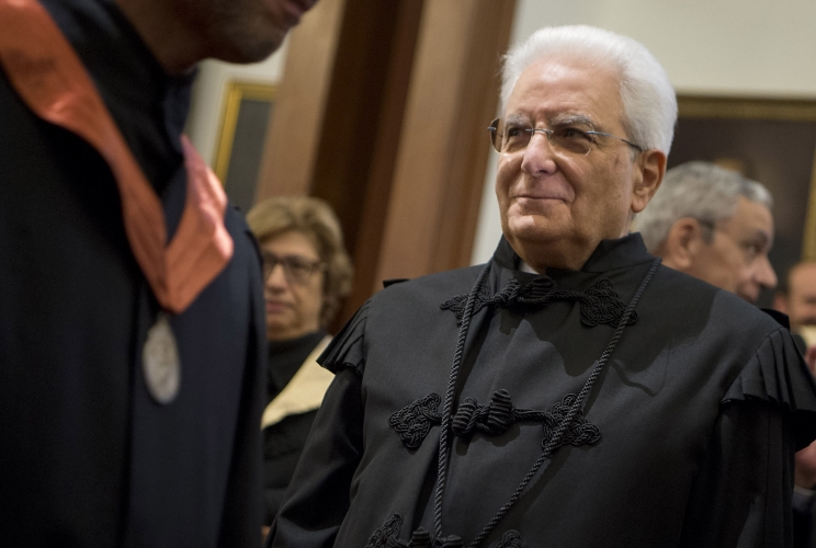 II Presidente Sergio Mattarella in occasione della cerimonia di conferimento 