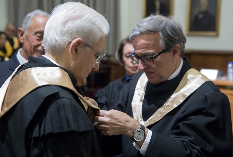 II Presidente Sergio Mattarella con il Rettore dell'Università di Porto 
