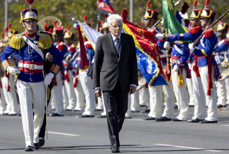 Il Presidente della Repubblica Sergio Mattarella al suo arrivo al Palazzo del Planalto, 15 luglio 2024.