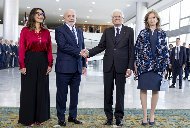 Il Presidente della Repubblica Sergio Mattarella e la signora Laura con il Presidente della Repubblica Federativa del Brasile Luiz Inácio Lula da Silva e consorte.