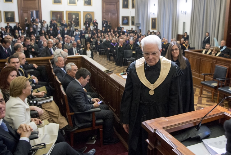 II Presidente Sergio Mattarella in occasione della cerimonia di conferimento 