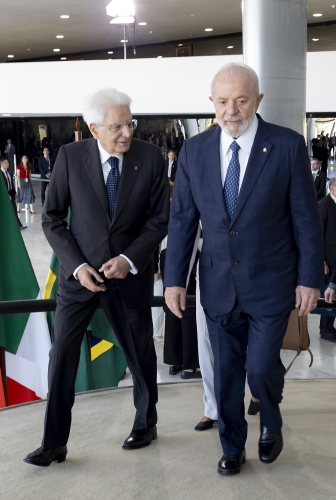 Il Presidente della Repubblica Sergio Mattarella con il Presidente della Repubblica Federativa del Brasile Luiz Inácio Lula da Silva.