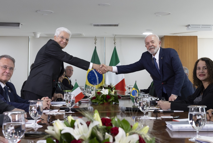 Il Presidente della Repubblica Sergio Mattarella nel corso dei colloqui con il Presidente della Repubblica Federativa del Brasile Luiz Inácio Lula da Silva, e le rispettive delegazioni.