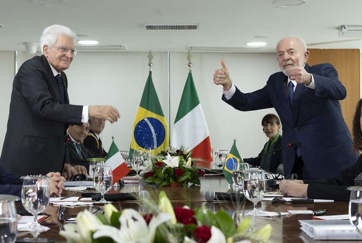 Il Presidente della Repubblica Sergio Mattarella nel corso dei colloqui con il Presidente della Repubblica Federativa del Brasile Luiz Inácio Lula da Silva, e le rispettive delegazioni.