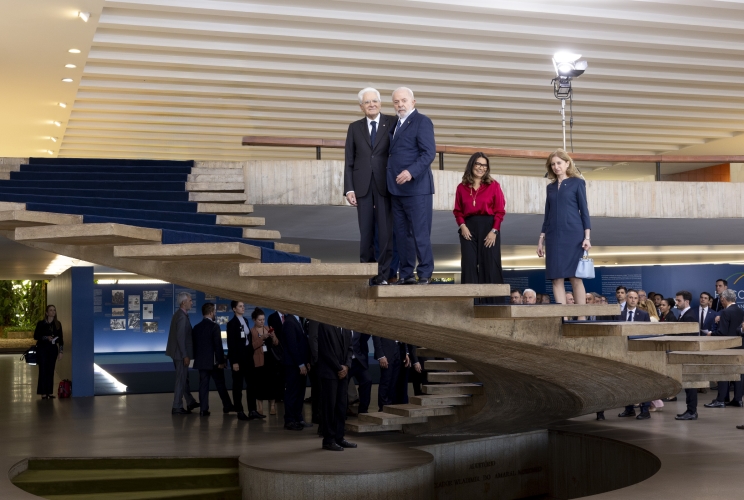 Il Presidente della Repubblica Sergio Mattarella con il Presidente della Repubblica Federativa del Brasile Luiz Inácio Lula da Silva a Palácio Itamaraty.