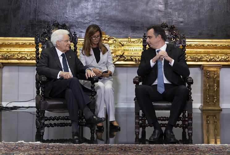 Brasilia - Il Presidente della Repubblica Sergio Mattarella  nel corso dell'incontro con il Presidente del Congresso Nazionale