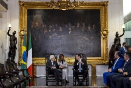 Brasilia - Il Presidente della Repubblica Sergio Mattarella  nel corso dell'incontro con il Presidente del Congresso Nazionale