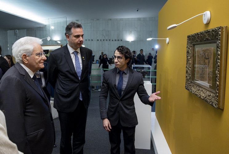 Il Presidente della Repubblica Sergio Mattarella con il Presidente del Congresso Rodrigo Pacheco visitano la Mostra “Oltreoceano” in occasione del 15’° anniversario dell’immigrazione italiana in Brasile