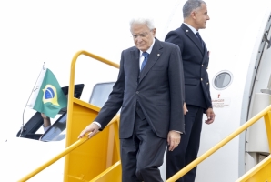 Porto Alegre- Il Presidente della Repubblica Sergio Mattarella  arriva a Porto Alegre 