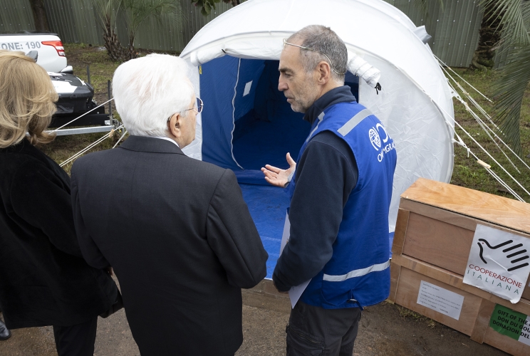 Porto Alegre- Il Presidente della Repubblica Sergio Mattarella  visita il centro umanitario Recomeco