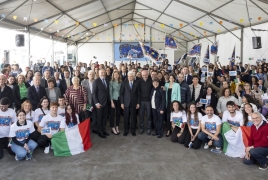 San Paolo - Il Presidente della Repubblica Sergio Mattarella al termine della visita all'Arsenale della Speranza.
