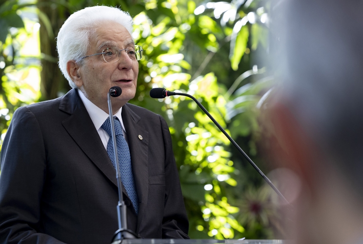 Il Presidente della Repubblica Sergio Mattarella durante l'intervento al CEBRI.