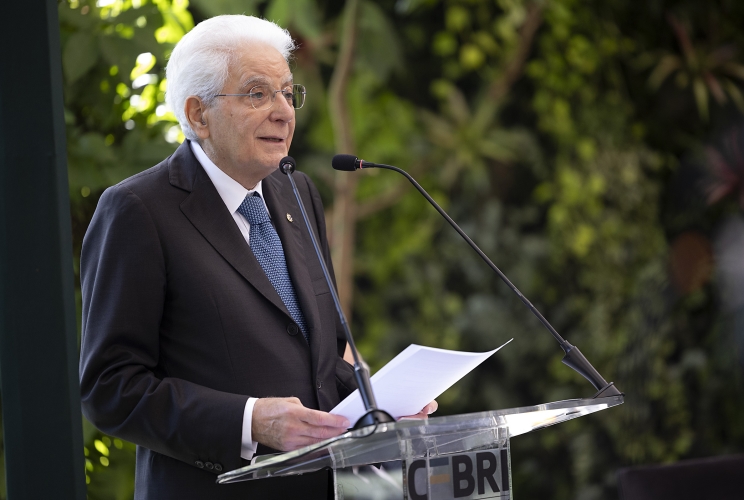 Il Presidente della Repubblica Sergio Mattarella durante l'intervento al CEBRI.