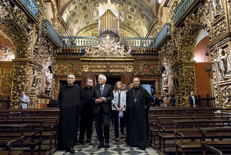Rio de Janeiro -  Il Presidente della Repubblica Sergio Mattarella durante la visita al Monastero di San Benedetto