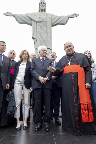 Rio de Janeiro -  Il Presidente della Repubblica Sergio Mattarella in visita al Santuario Arcidiocesano del Cristo Redentore di Rio di Janeiro,  