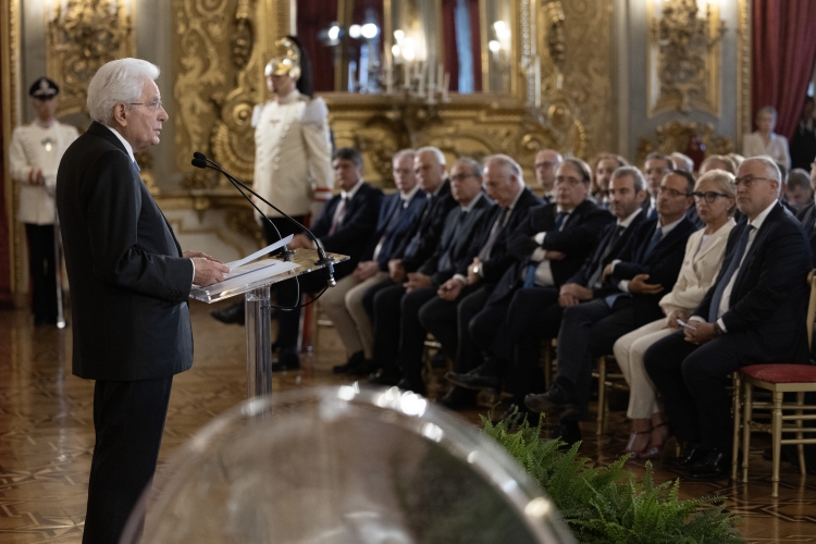 Il Presidente Sergio Mattarella in occasione della cerimonia di consegna del "Ventaglio"