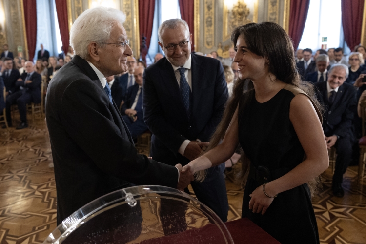 Il Presidente Sergio Mattarella in occasione della cerimonia di consegna del "Ventaglio"