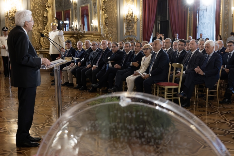 Il Presidente Sergio Mattarella in occasione della cerimonia di consegna del "Ventaglio"